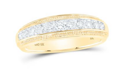 10K WHITE GOLD ROUND DIAMOND BAND RING 1/2 CTTW