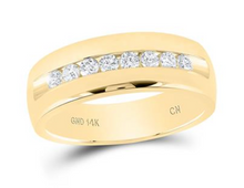 Load image into Gallery viewer, 14K WHITE GOLD ROUND DIAMOND WEDDING SINGLE ROW BAND RING 1/2 CTTW