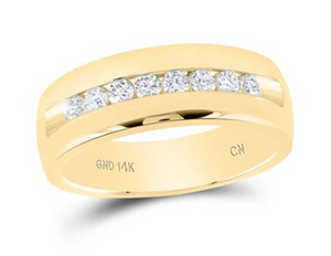 14K WHITE GOLD ROUND DIAMOND WEDDING SINGLE ROW BAND RING 1/2 CTTW
