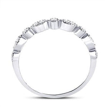 Load image into Gallery viewer, 10K WHITE GOLD ROUND DIAMOND MILGRAIN STACKABLE BAND RING 1/6 CTTW
