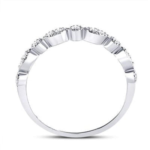 10K WHITE GOLD ROUND DIAMOND MILGRAIN STACKABLE BAND RING 1/6 CTTW