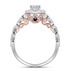 14k Two-tone Gold Round Diamond Solitaire Bellina Engagement Ring 3/4 Cttw