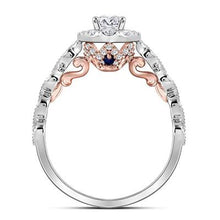 Load image into Gallery viewer, 14k Two-tone Gold Princess Diamond Solitaire Bellina Engagement Ring 3/4 Cttw